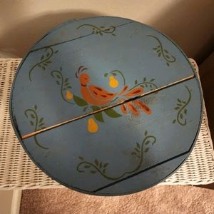 Hand Painted Round Wood Hat Box